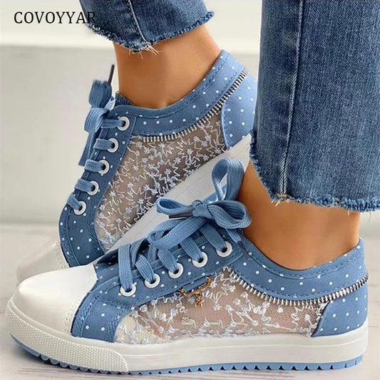 Breathable Lace Cut Out Casual Canvas Shoes