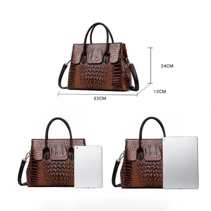 Genuine Leather Crocodile Crossbody Retro Tote Handbag