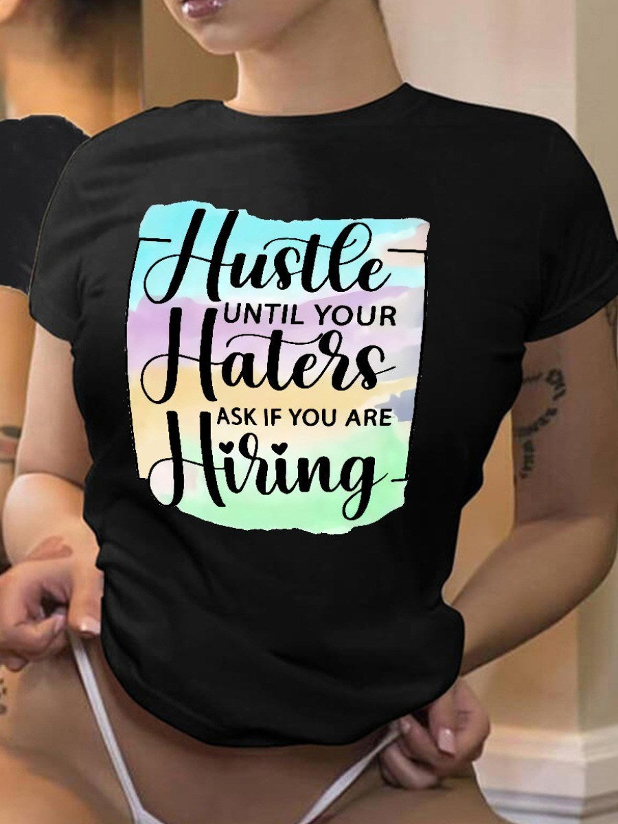 Hustle Letter Print T-shirt