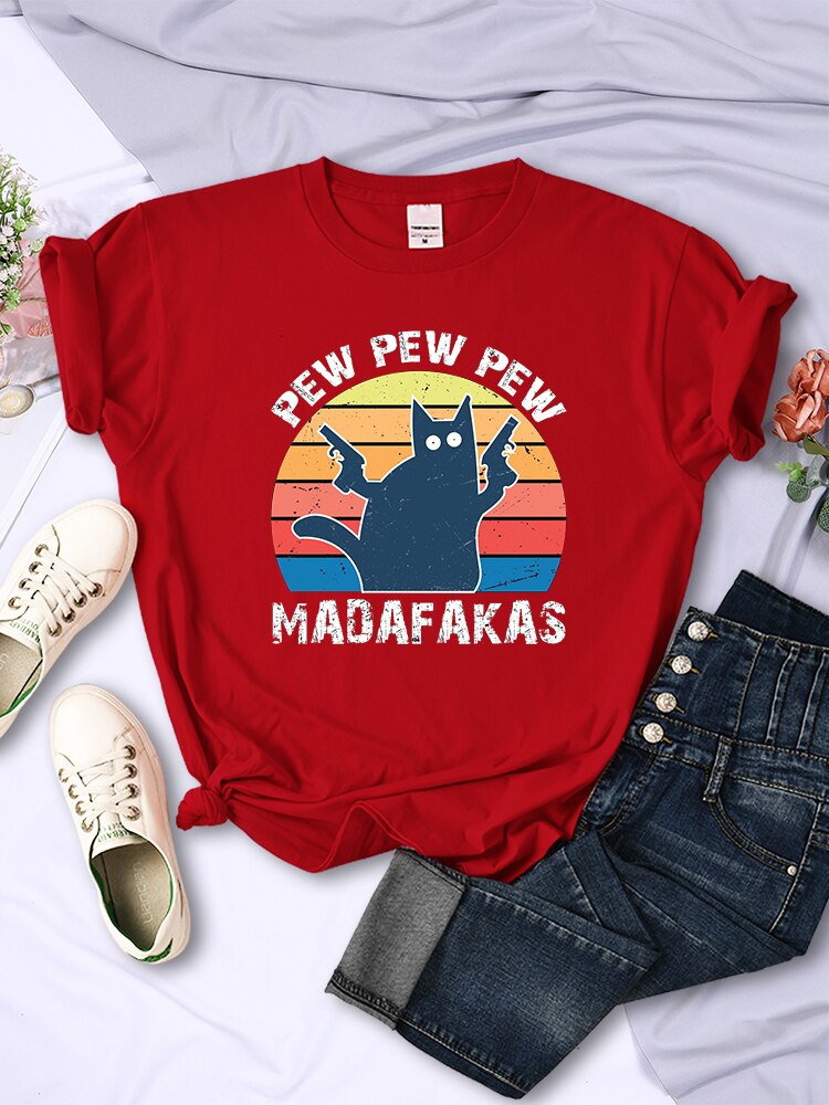 Pew Pew Madafaks Cat T-Shirt