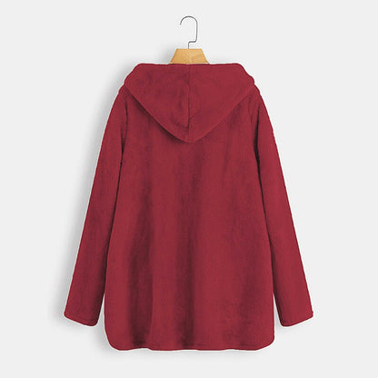 Plus Size Fall/Winter Loose Solid Long Sleeve Flocking Coat