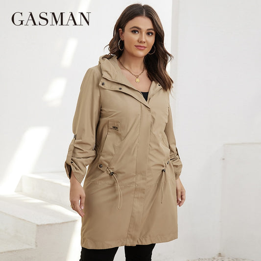 Autumn Plus Size Mid-Length Trench Coat