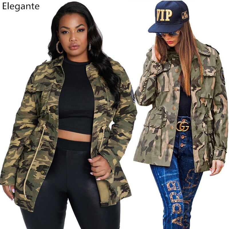 Plus Size Camouflage Coat