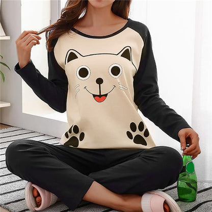 Cartoon Cotton Autumn Long-sleeved Loose Casual Pajamas