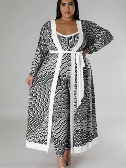 Plus Size Autumn Slip Maxi Dress with Jacket