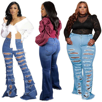 Plus Size Washed Ripped Jeans