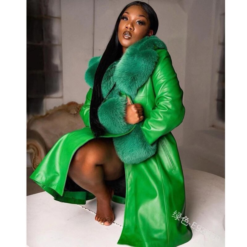 Plus Size Long Winter Thick Coat with Fur Collar