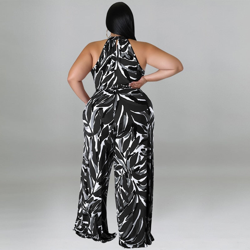 Plus Size Casual Print Multicolor Jumpsuit