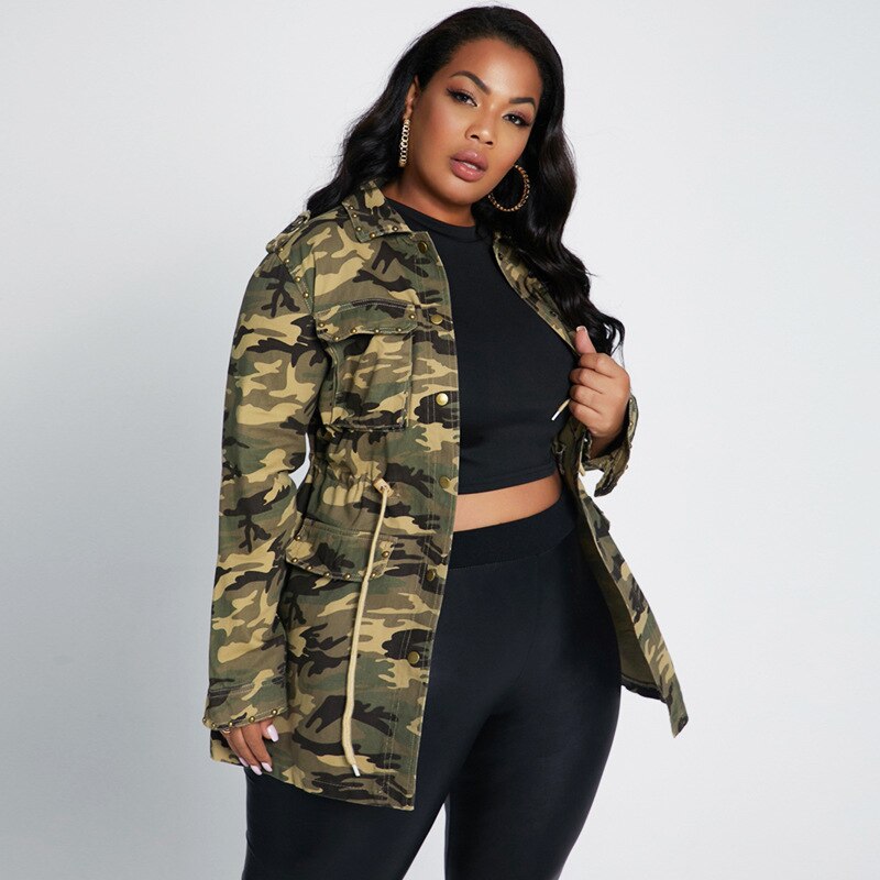 Plus Size Camouflage Coat