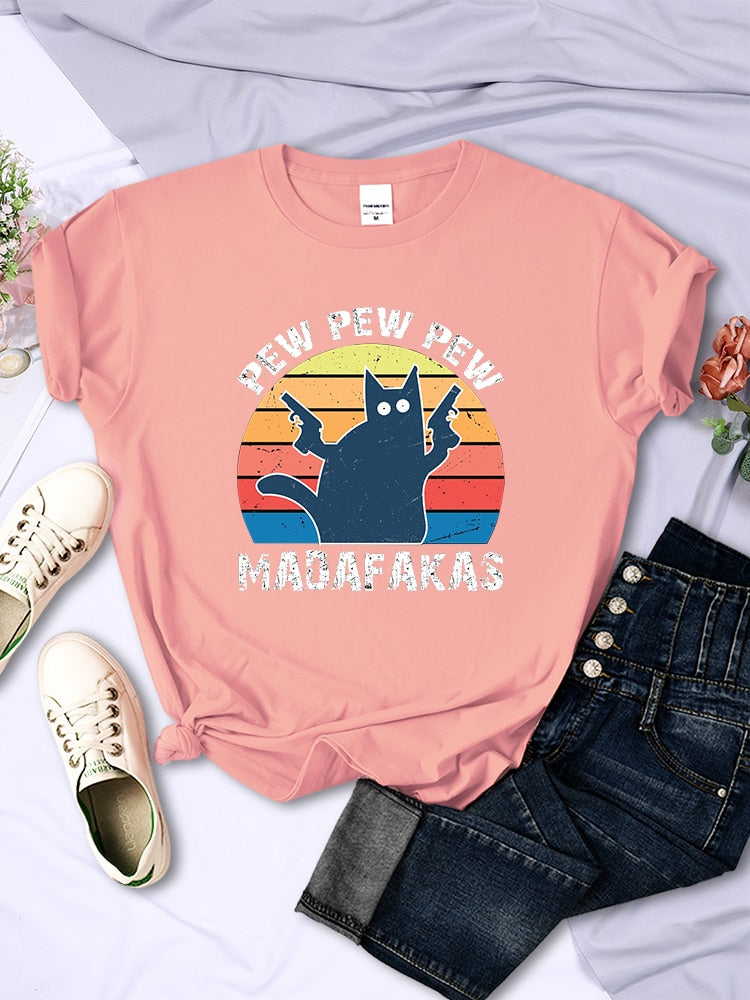 Pew Pew Madafaks Cat T-Shirt