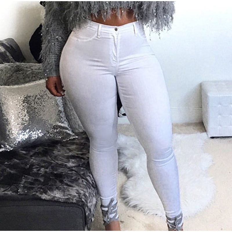 Plus Size High Waist Distressed Skinny Jeans