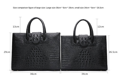 Large Capacity Crocodile Print Leather Shoulder Bag