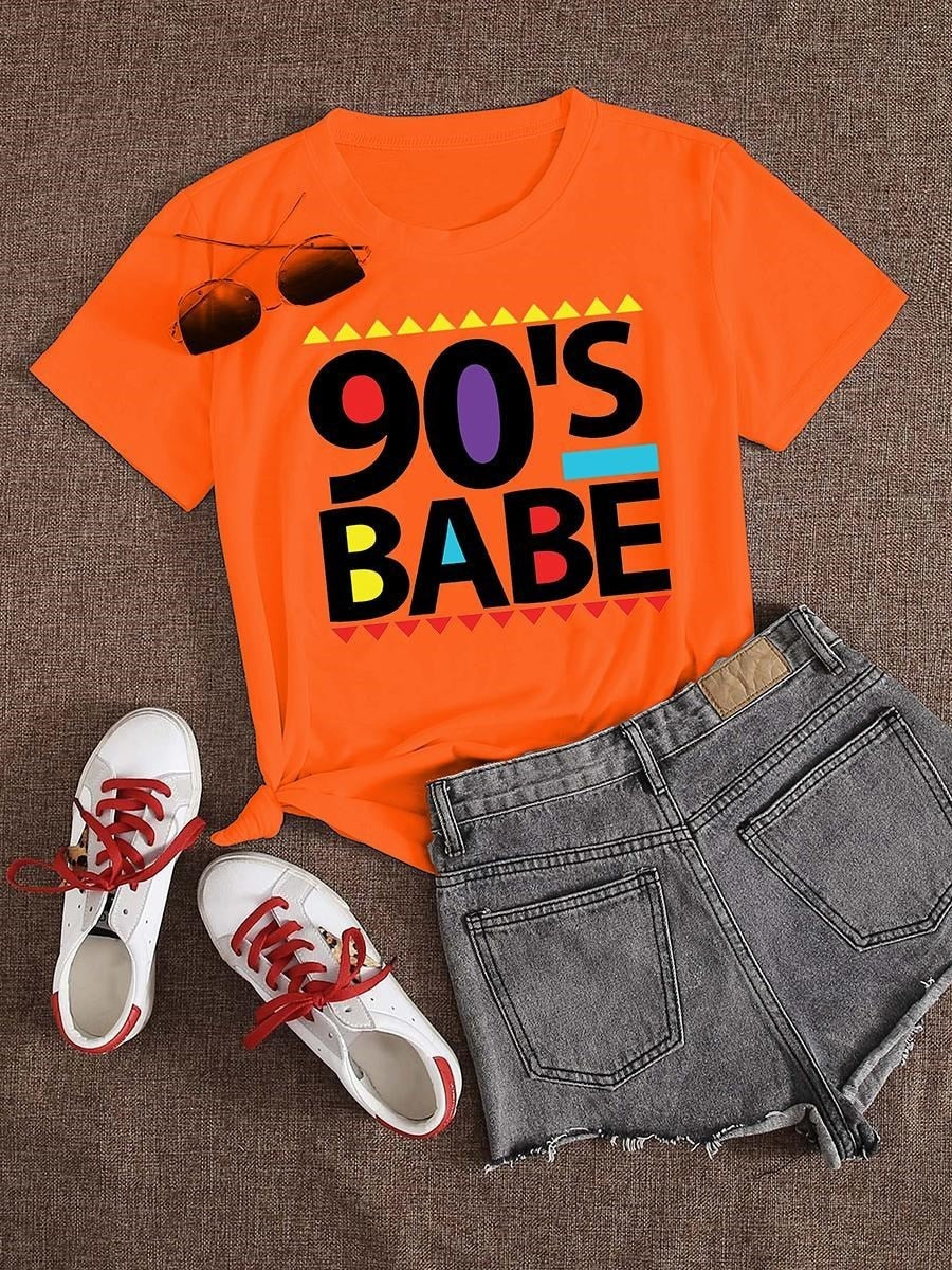 Plus Size 90s Babe Print T-shirt