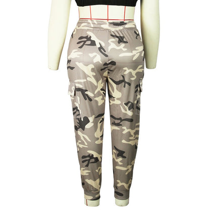 Plus Size Camouflage Print Loose Sweatpants