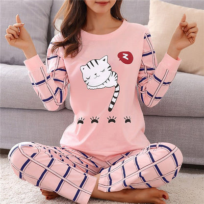 Cartoon Cotton Autumn Long-sleeved Loose Casual Pajamas