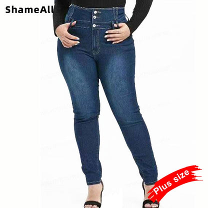 Plus Size Button Up Skinny  Jeans