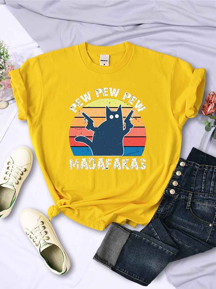 Pew Pew Madafaks Cat T-Shirt