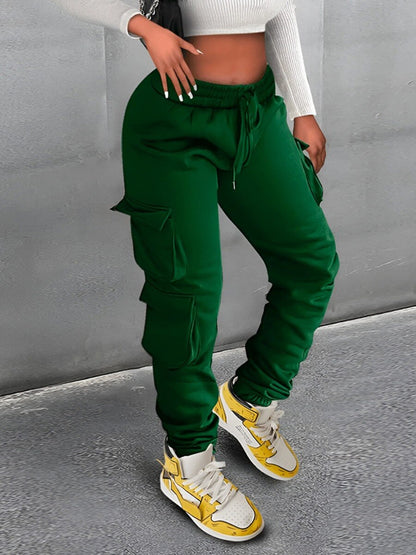 Mid Waist Drawstring Side Pocket Sweatpants