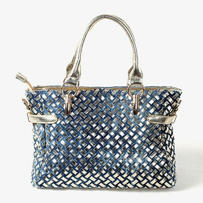 Denim Diamond Crystal Crossbody Messenger Bag