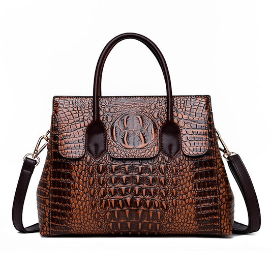 Genuine Leather Crocodile Crossbody Retro Tote Handbag