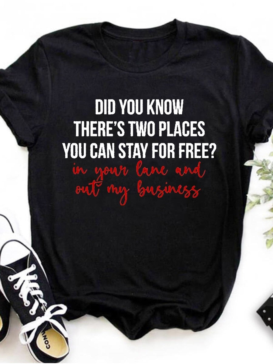 Plus Size Round Neck Letter Print T-shirt