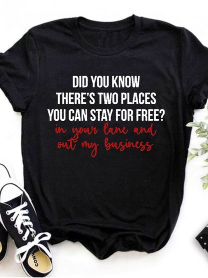 Plus Size Round Neck Letter Print T-shirt