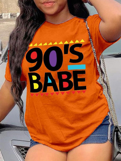 Plus Size 90s Babe Print T-shirt