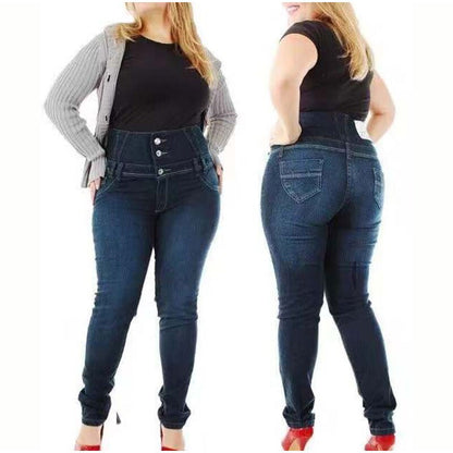 Plus Size Button Up Skinny  Jeans