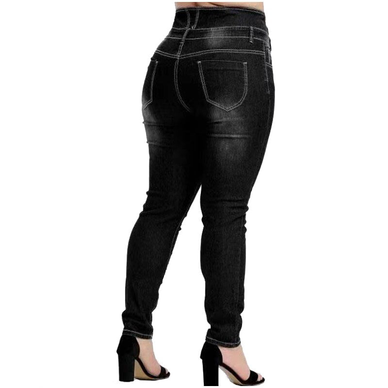 Plus Size Button Up Skinny  Jeans