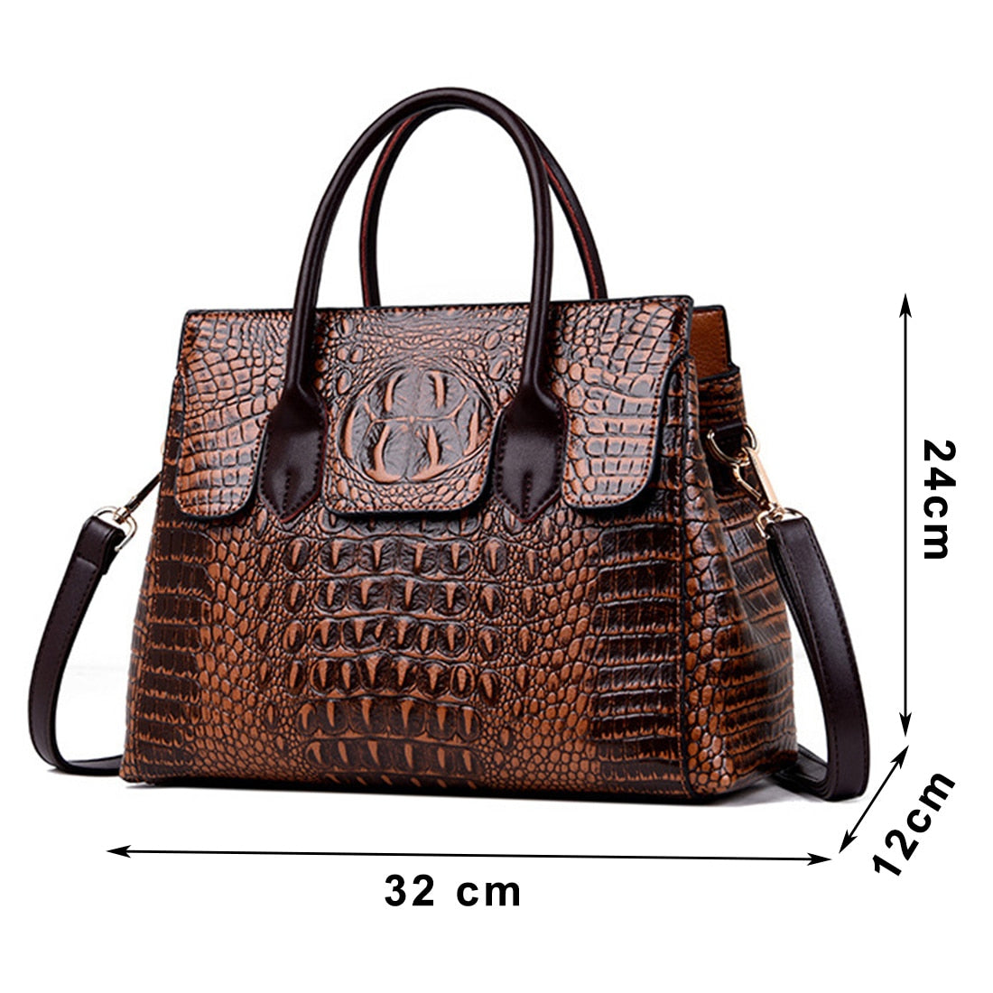 Genuine Leather Crocodile Crossbody Retro Tote Handbag