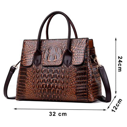 Genuine Leather Crocodile Crossbody Retro Tote Handbag