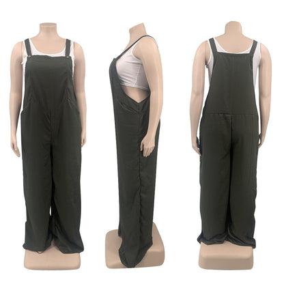 Plus Size Sleeveless Pocket Jumpsuit