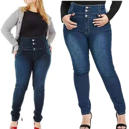 Plus Size Button Up Skinny  Jeans