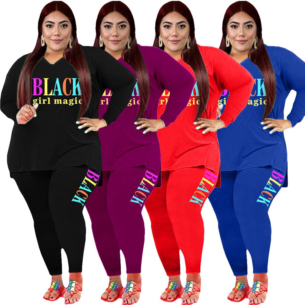 Winter Plus Size Sporty Long Sleeve Pants Suit