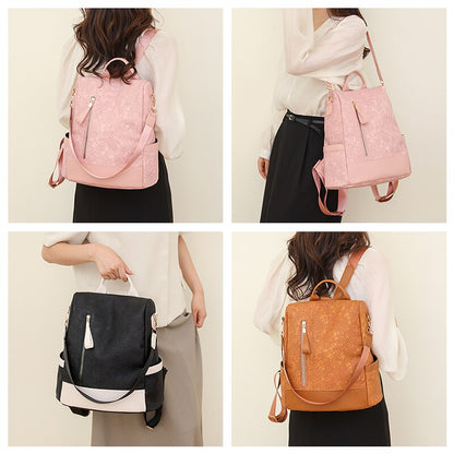 Soft Leather Stitching Anti-theft Fashion Backpack