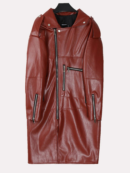 Plus Size Oversized Long Leather Jacket