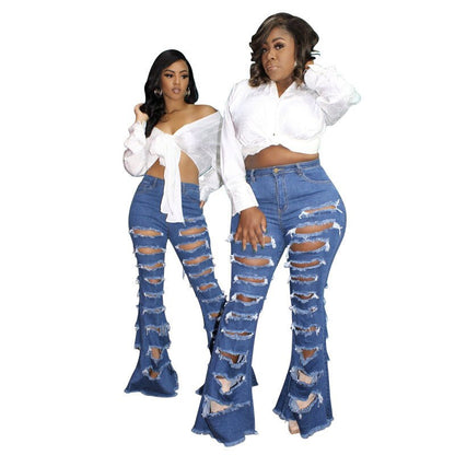 Plus Size Washed Ripped Jeans