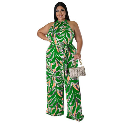 Plus Size Casual Print Multicolor Jumpsuit