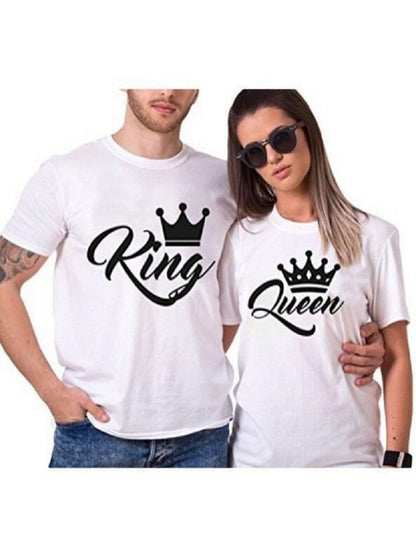 KING/QUEEN Crown Printed Black White T shirts