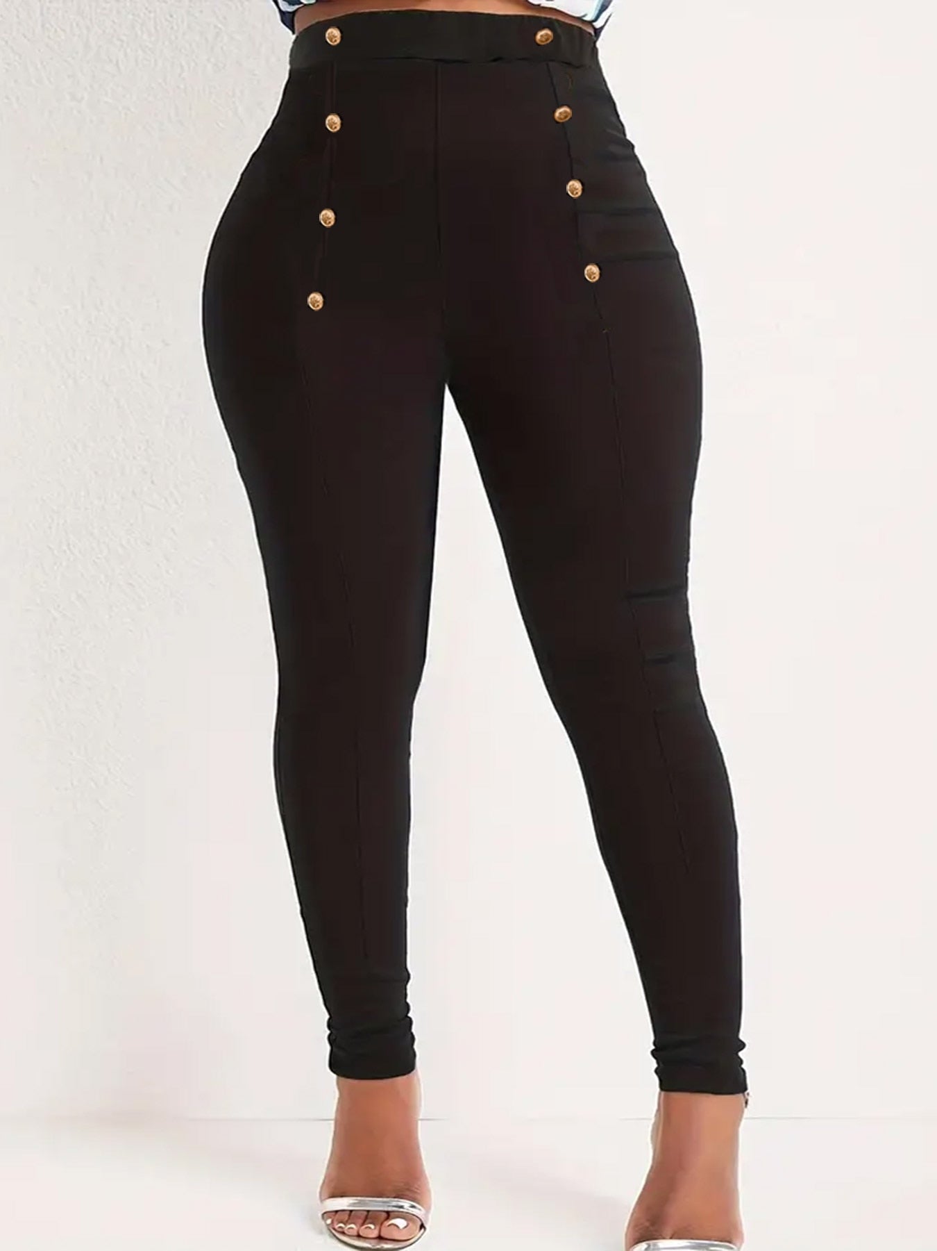 Plus Size High-Waisted Thin Double-Breasted Pants