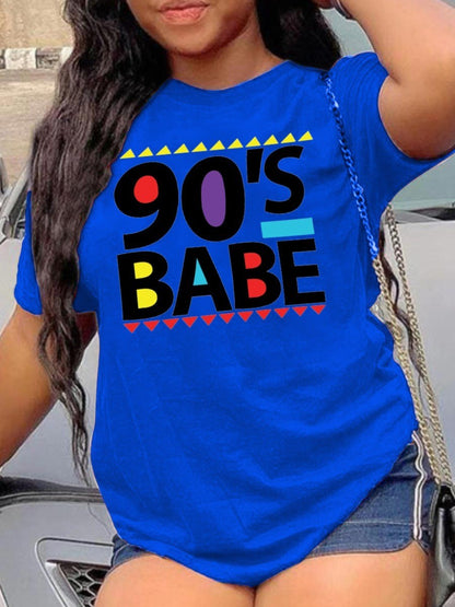 Plus Size 90s Babe Print T-shirt