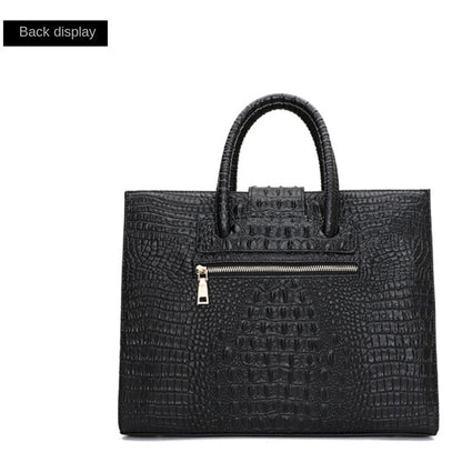 Large Capacity Crocodile Print Leather Shoulder Bag