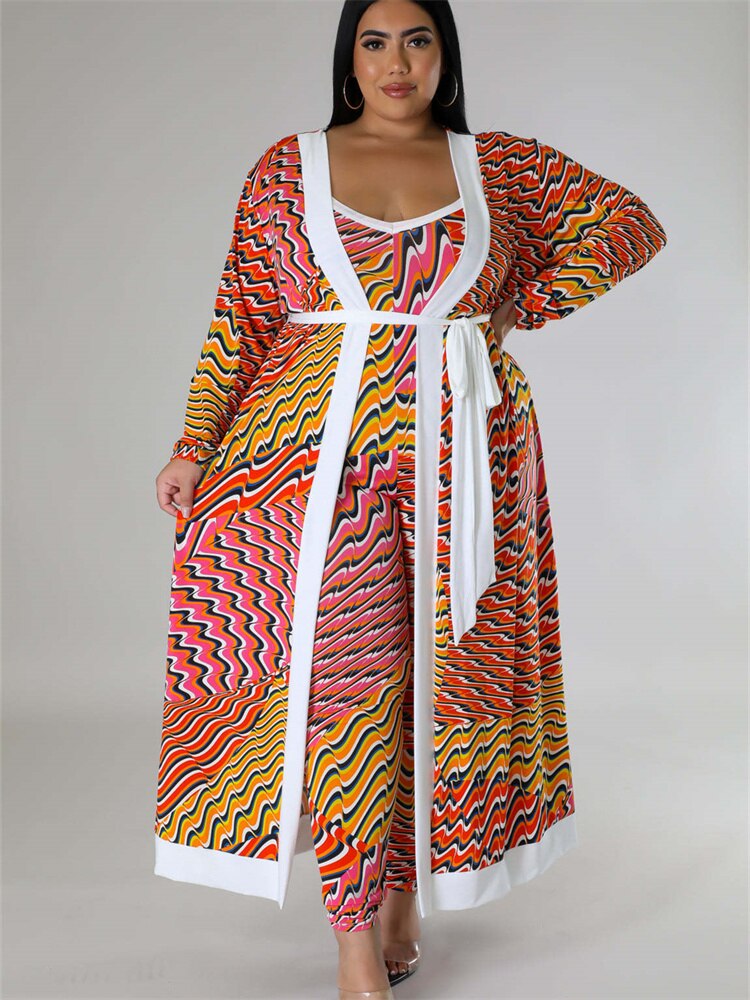 Plus Size Autumn Slip Maxi Dress with Jacket