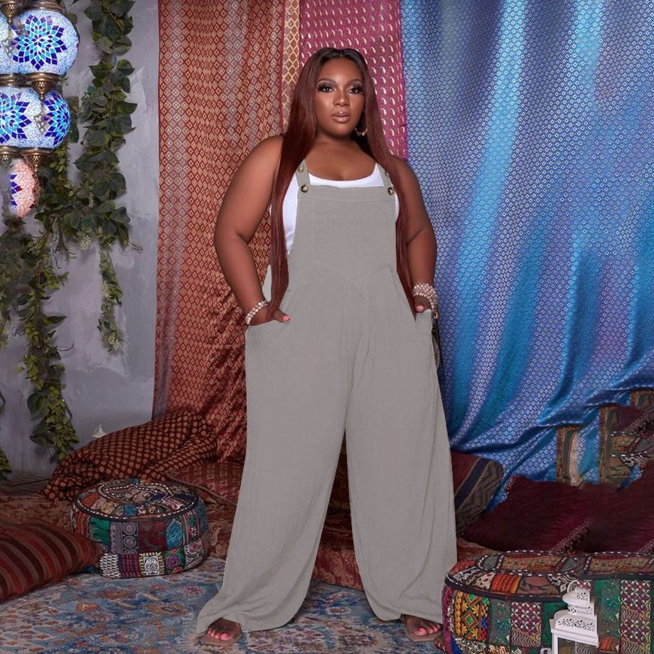 Plus Size Sleeveless Pocket Jumpsuit