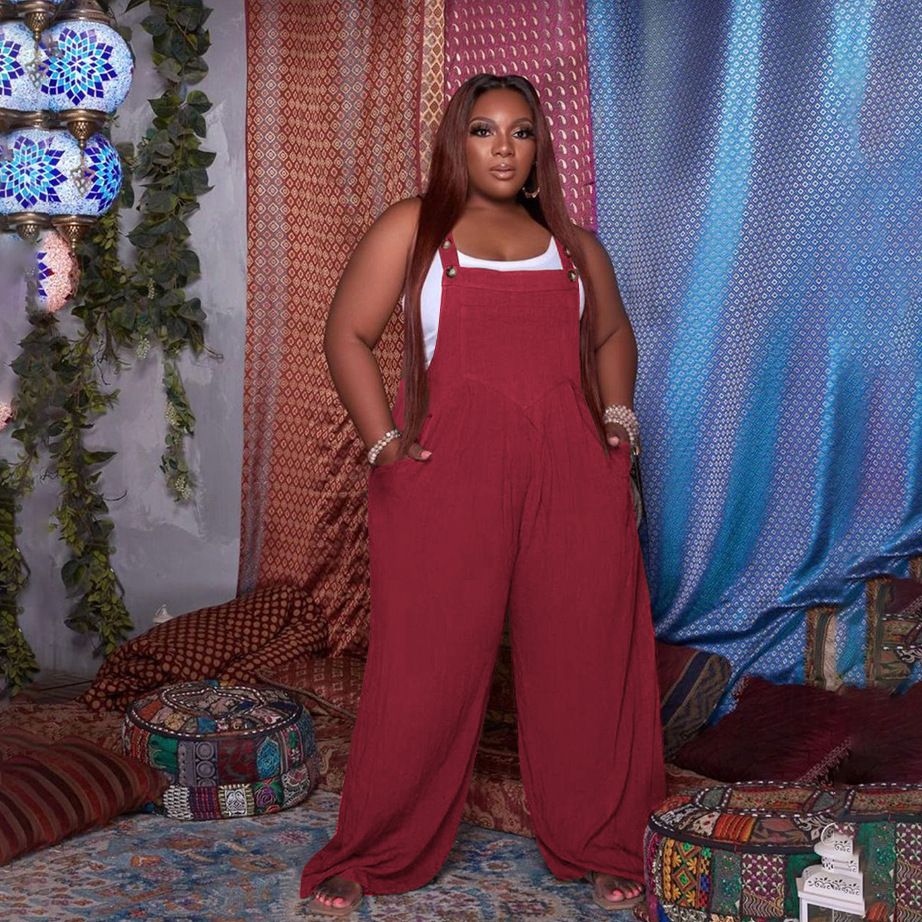 Plus Size Sleeveless Pocket Jumpsuit