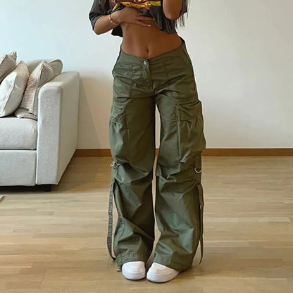 Fall Baggy High Waist Pocket Fashion Pencil Parachute Pants