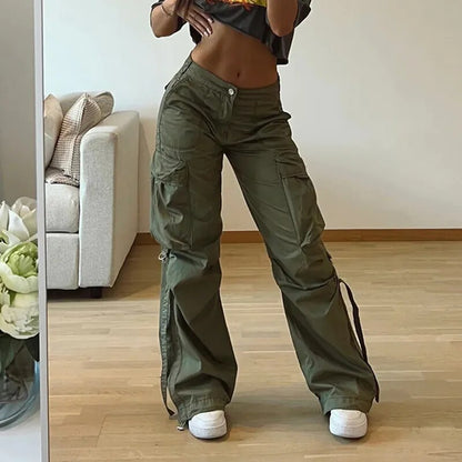 Fall Baggy High Waist Pocket Fashion Pencil Parachute Pants