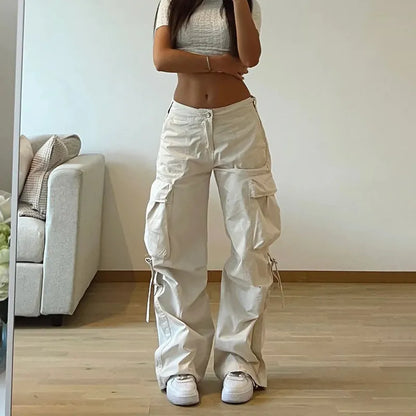 Fall Baggy High Waist Pocket Fashion Pencil Parachute Pants