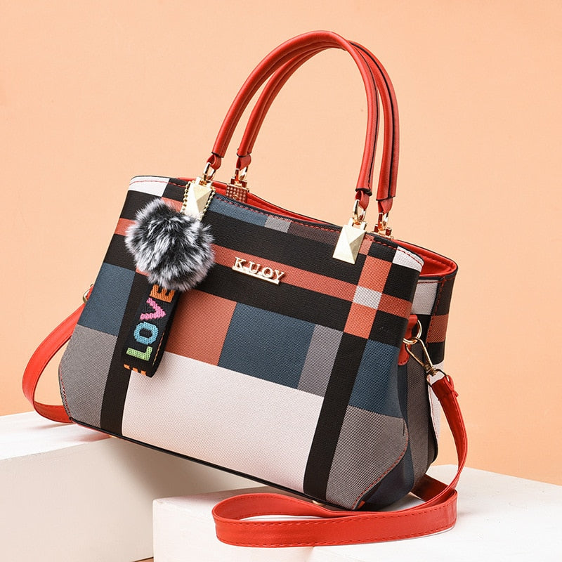 Elegant Leather Crossbody Shoulder Patchwork Top-hand Tote Bag