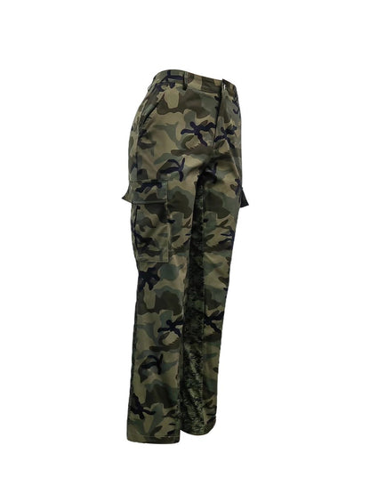 Camo Print Side Pocket Cargo Camouflage Pants